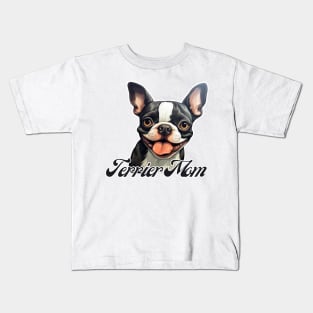 Boston Terrier Mom T-Shirt - Dog Lover Gift, Pet Parent Apparel Kids T-Shirt